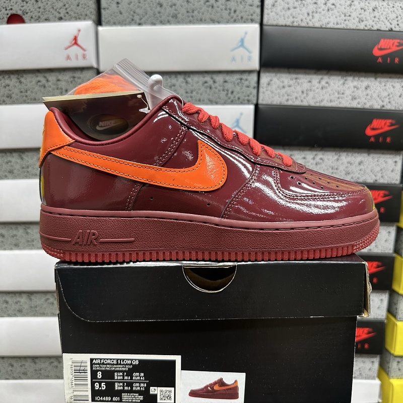 Nike Air Force 1 Low Patent Leather Dark Team Red Safety (Orange)