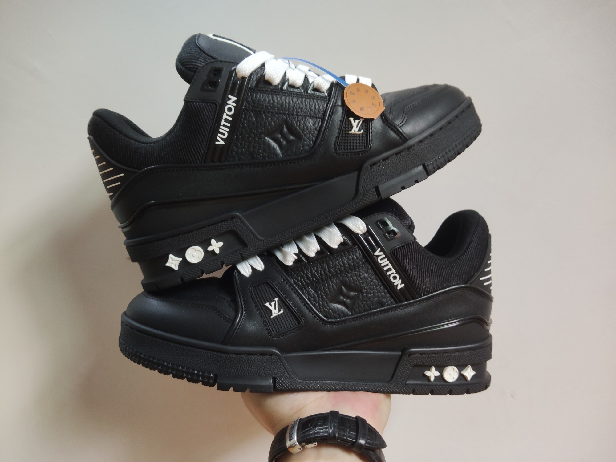 Louis Vuitton LV Trainer Blacck Embossed Monogram - Image 10