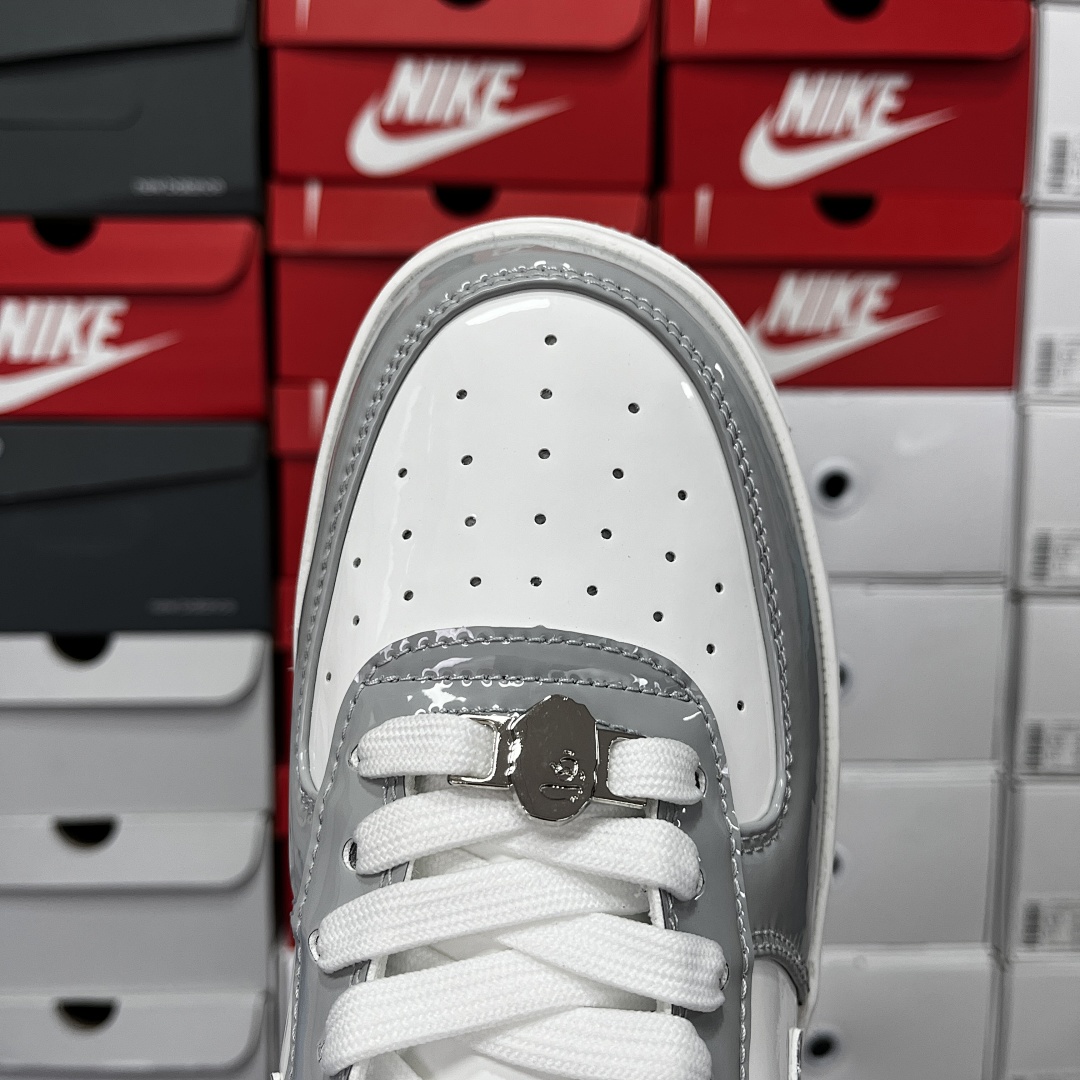 Bape A Bathing Ape Bape Sta Patent Leather (White Grey) - Image 2