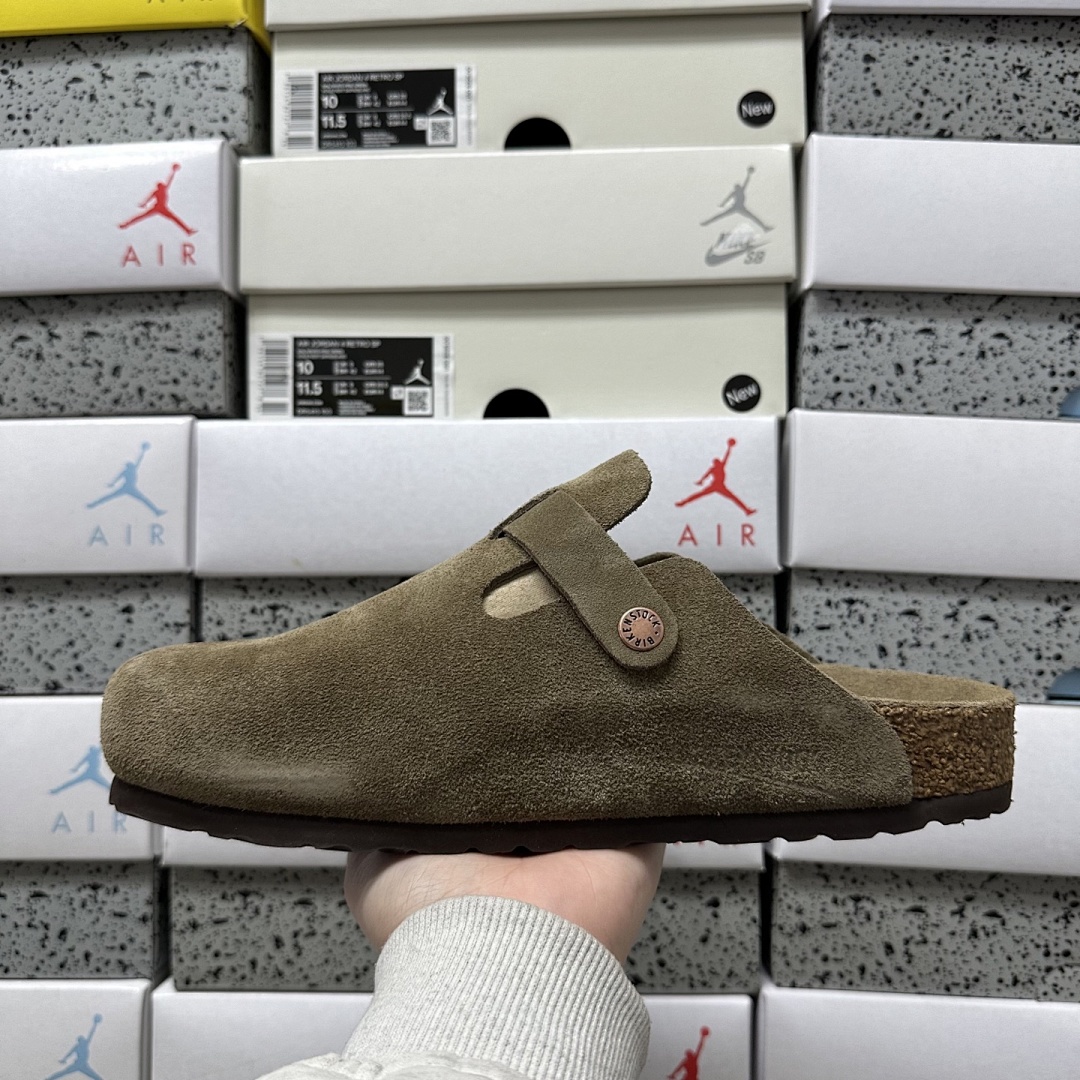 Birkenstock Birken Boston Soft Footbed Grey Green Suede (Thick Leather) - Image 8
