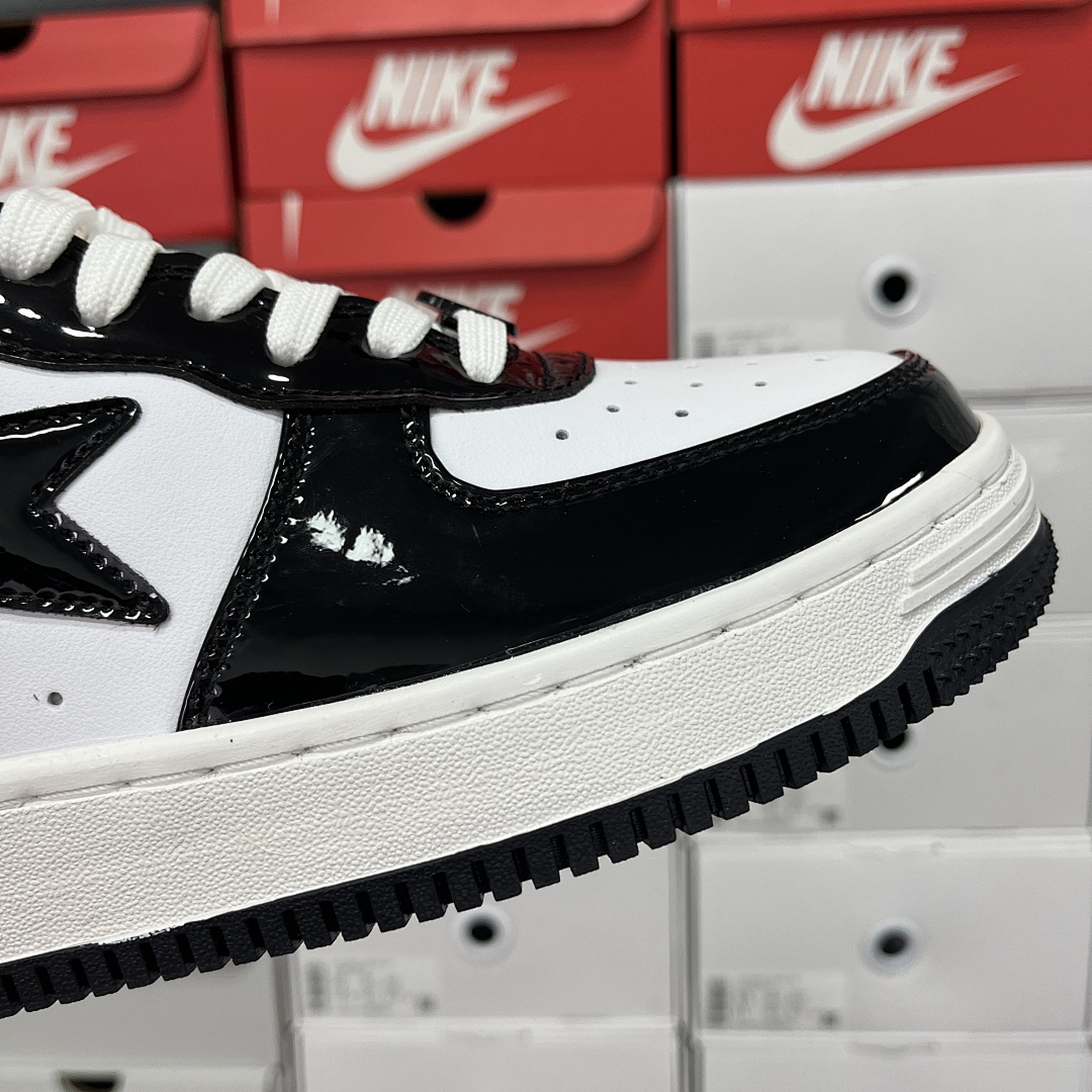 Bape A Bathing Ape Bape Sta Patent Leather (Black White) - Image 3