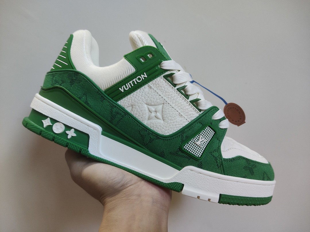 Louis Vuitton LV Trainer Green Monogram Denim (White) - Image 5