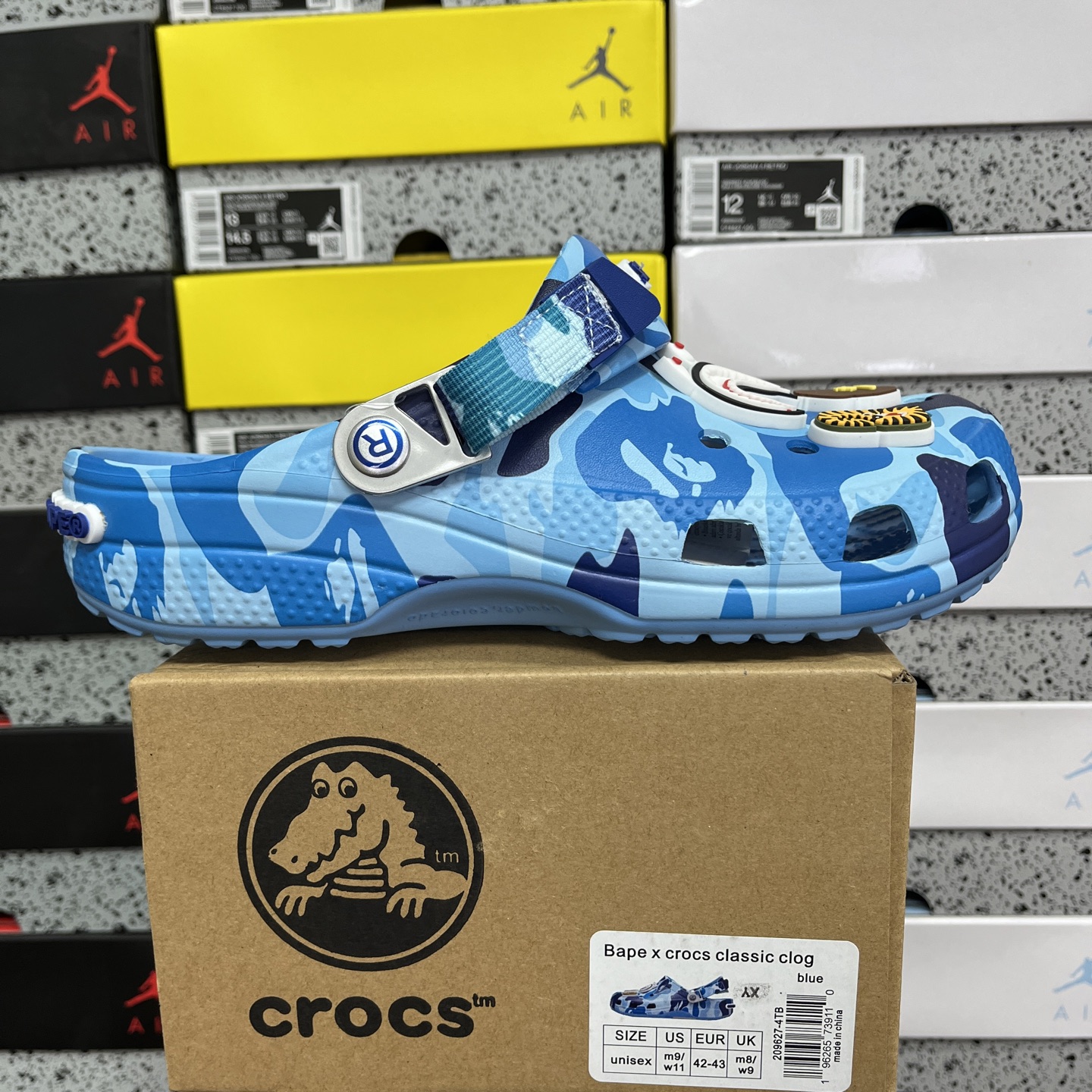 Crocs Classic Clog A Bathing Ape ABC Camo Blue Print - Image 11