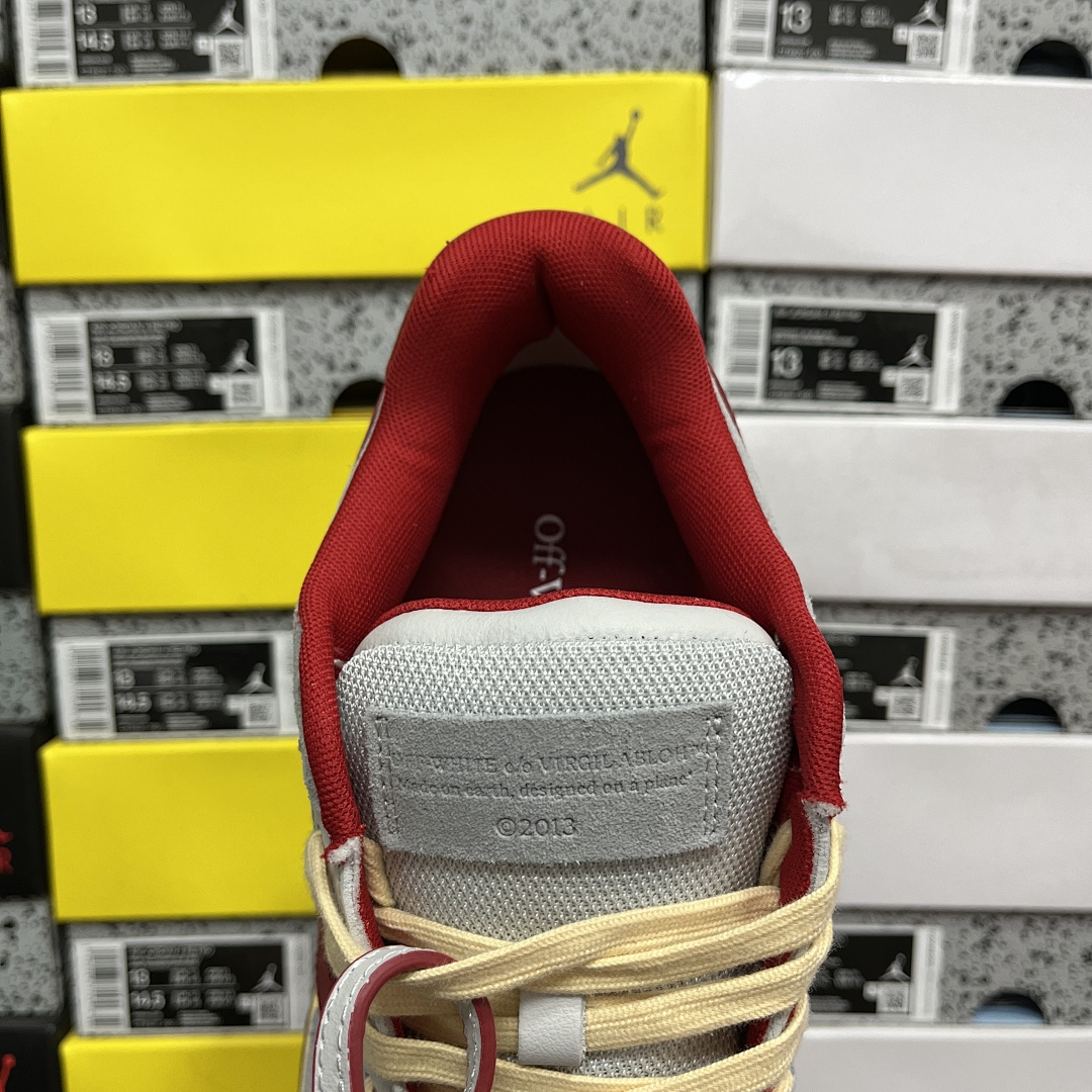 Off-White Out Of Office OOO Low Tops (Light Grey Red) - Image 6