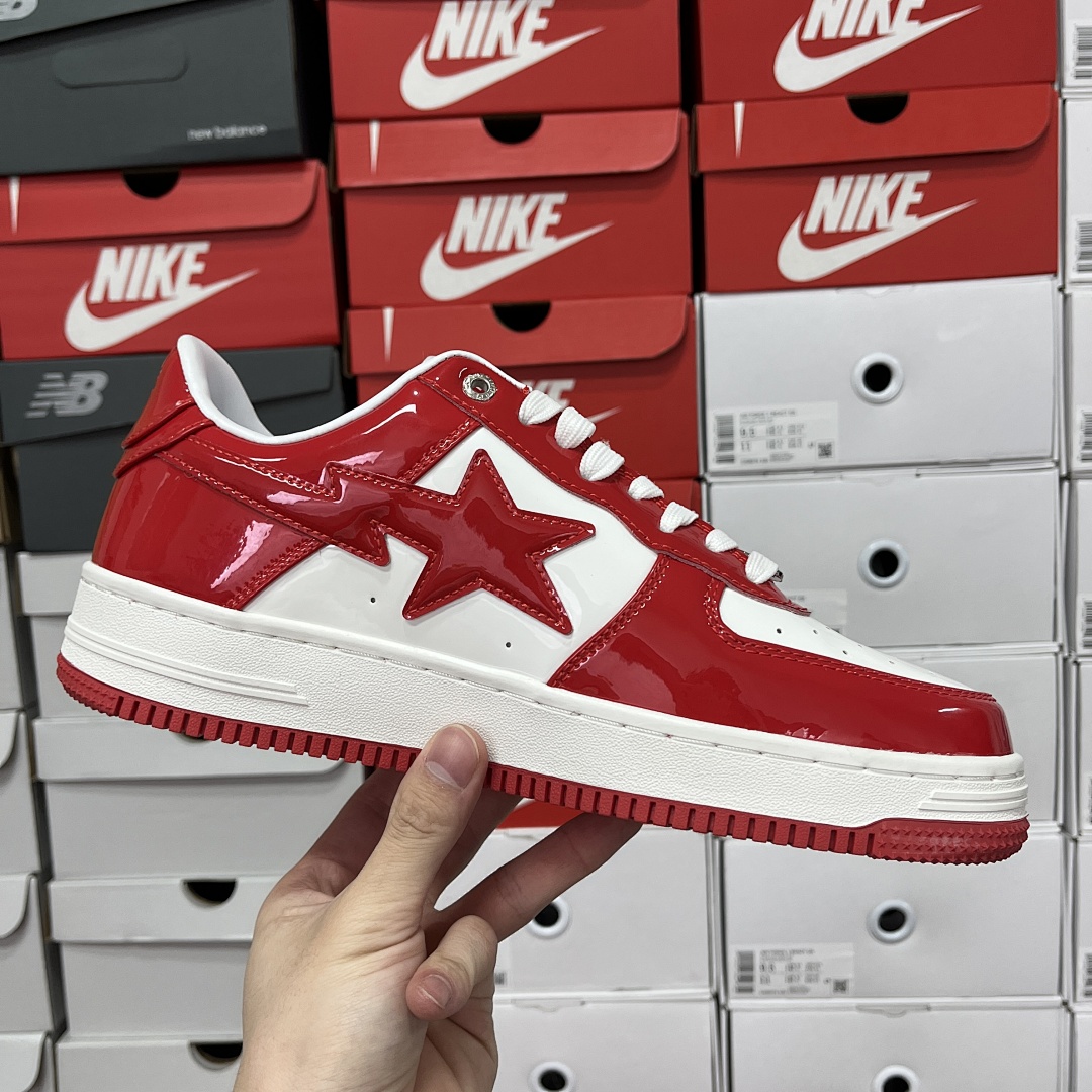 Bape A Bathing Ape Bape Sta Patent Leather (White Red) - Image 10