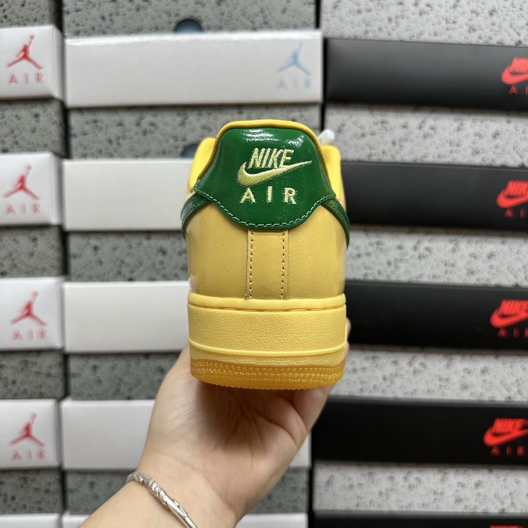 Nike Air Force 1 Low Patent Leather Topaz Gold Pine (Green) - Image 4