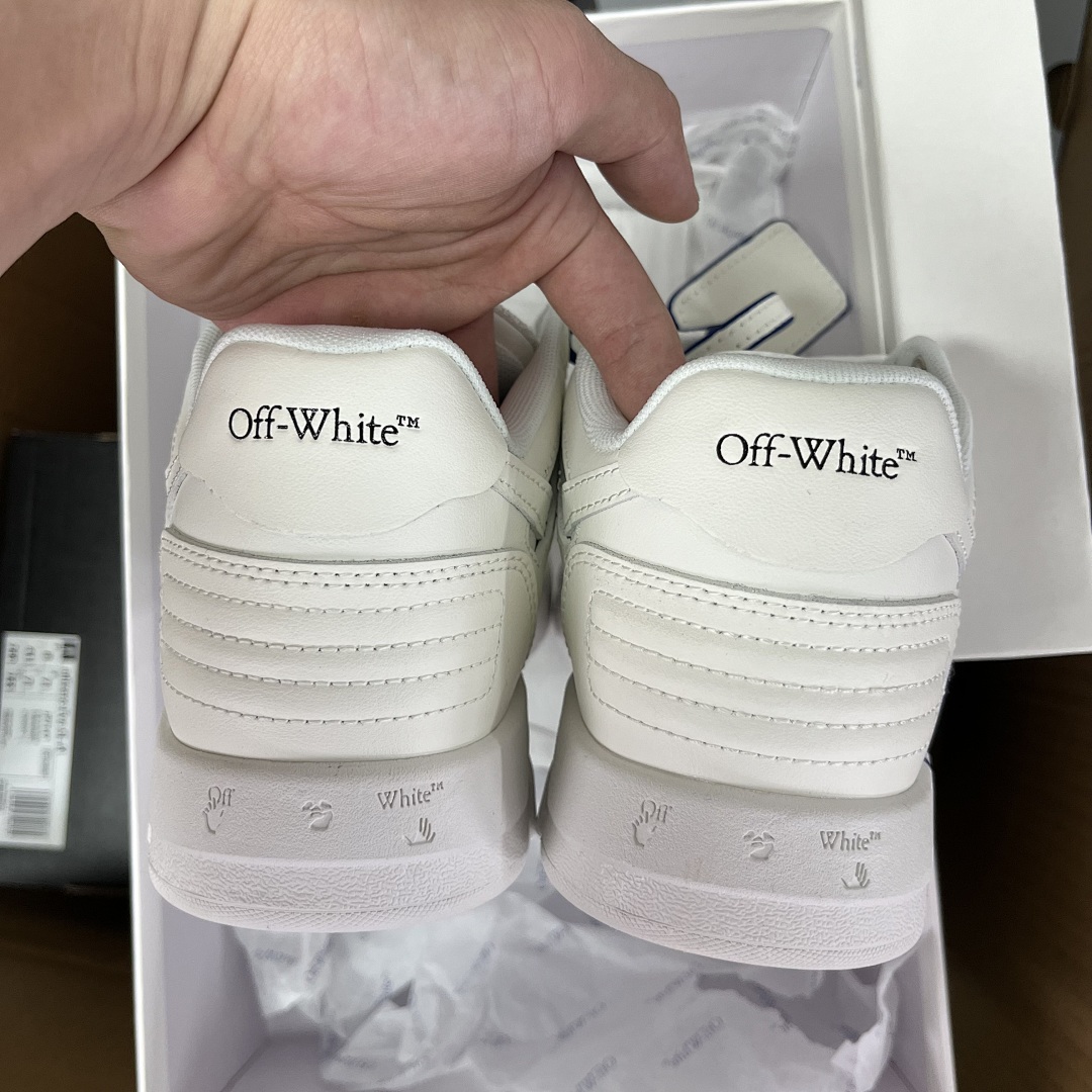 Off-White Out Of Office OOO "For Walking" Low Tops (White Blue) - Image 2