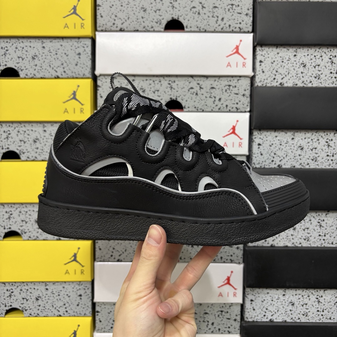 Lanvin Leather Curb Triple Black Silver REFL‑P22 - Image 5