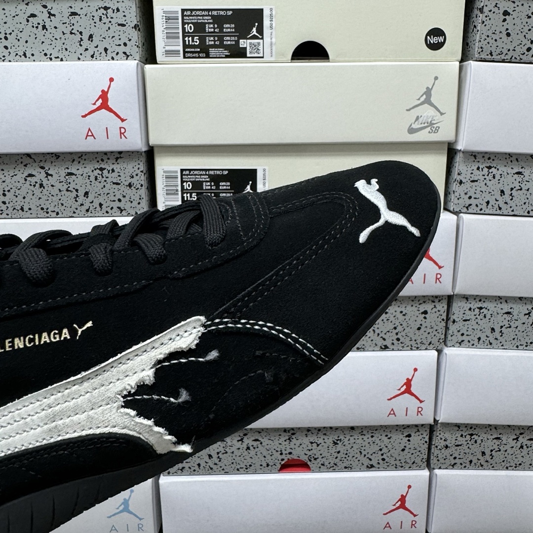 Balenciaga Speedcat Suede (Distressed Black White) - Image 8