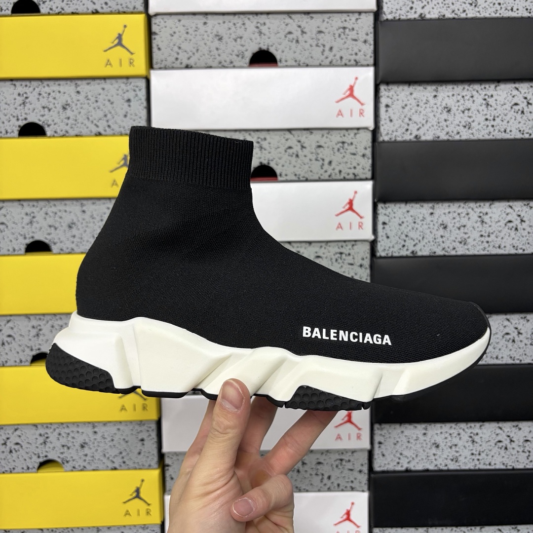 Balenciaga Speed Clear Sole Black White Socks - Image 3