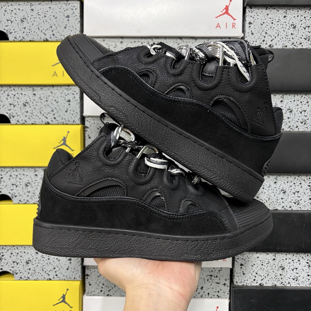 Lanvin Leather Curb Black DRAL-H22 (White Strap) - Image 9