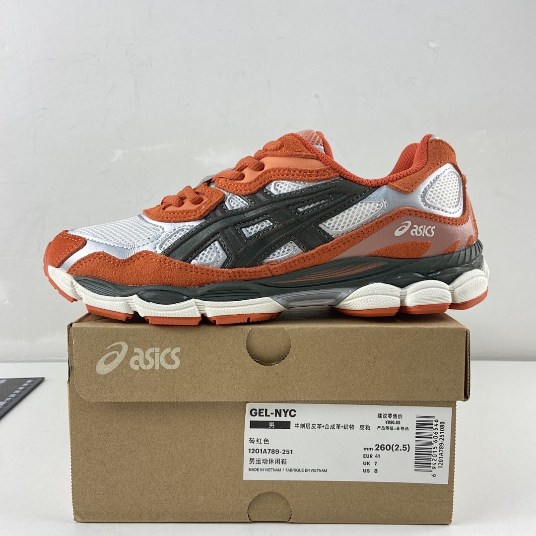 ASICS Gel-NYC Oatmeal Forest Green Orange NYC Brick (Red) - Image 2