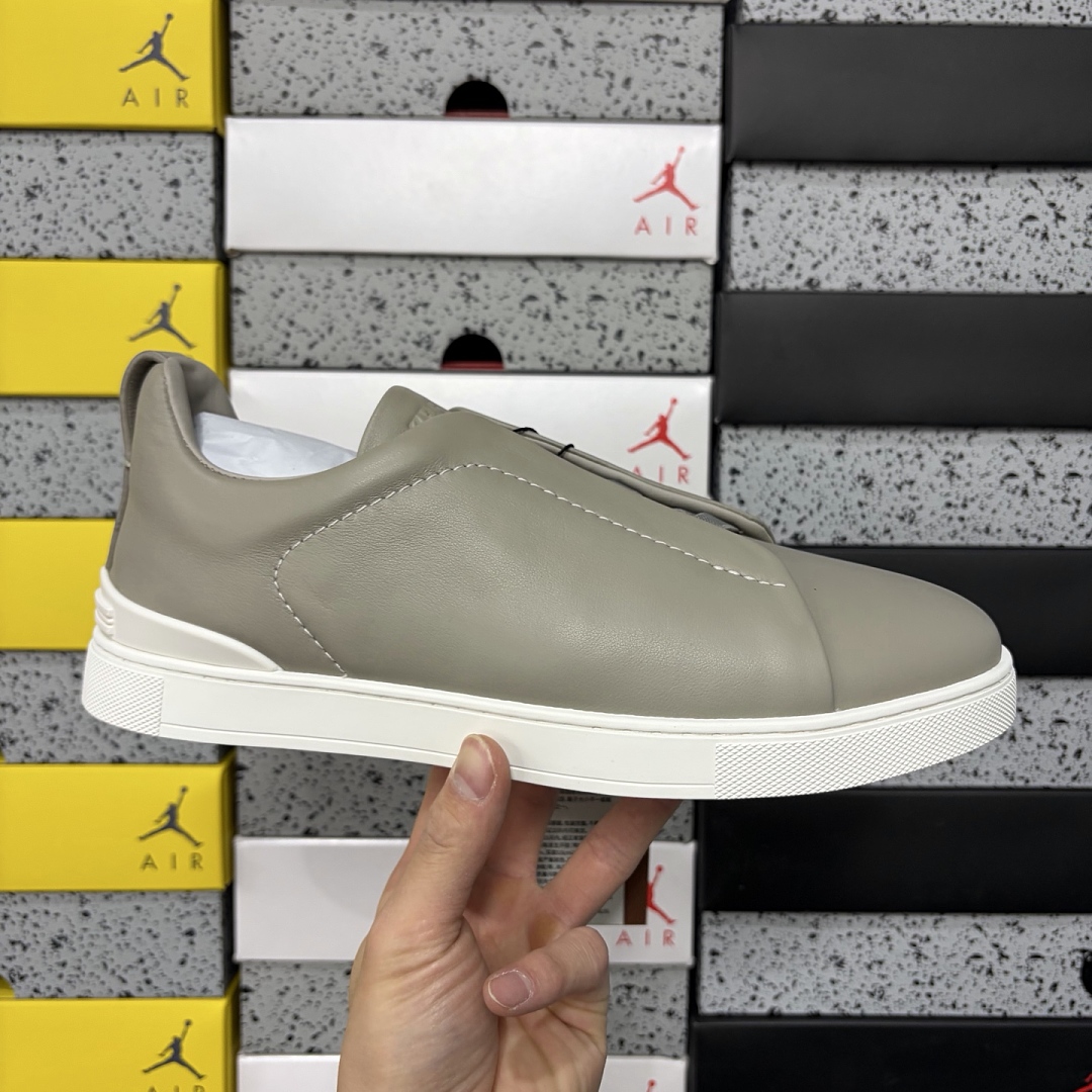 Zegna Deerskin Triple Stitch (White Grey) - Image 4