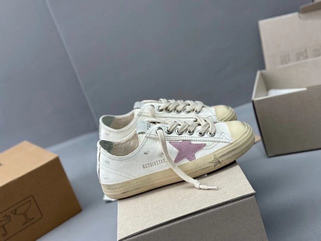 Golden Goose Deluxe Brand White Leather Pink Star - Image 5