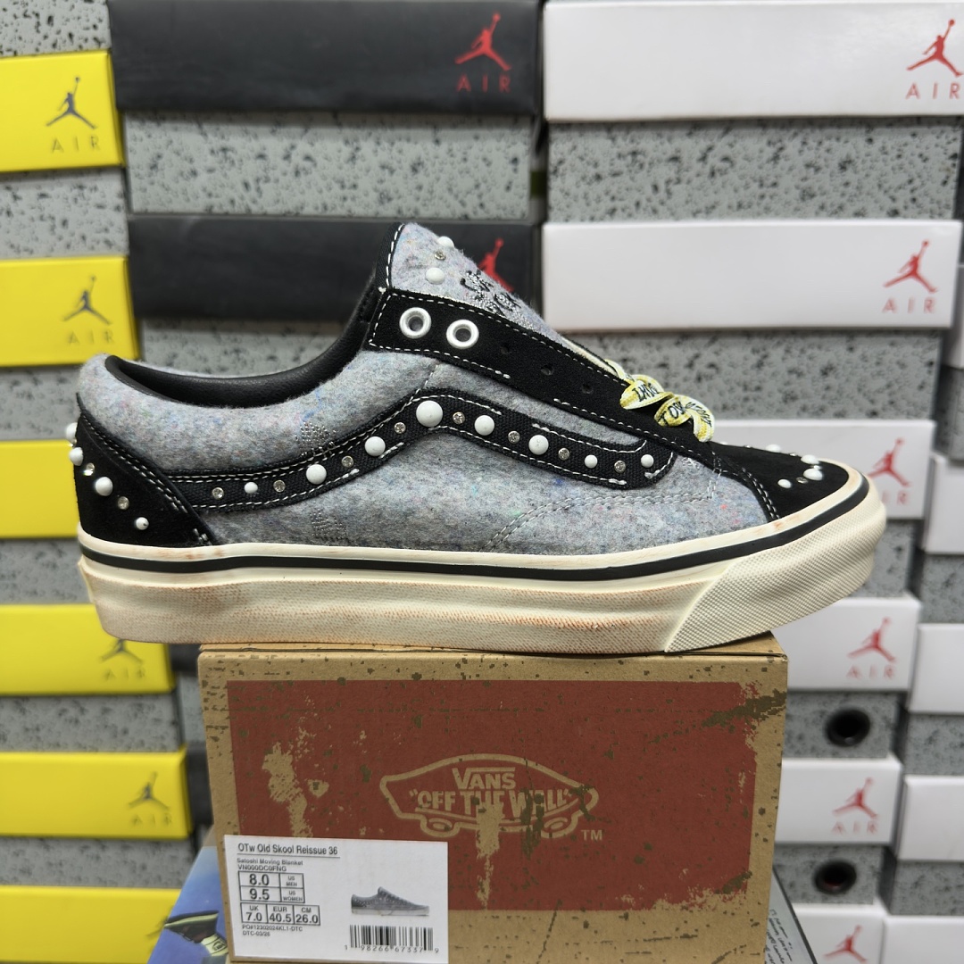 Vans 【GOD BatcOld Skool 36 Satoshi Nakamoto Pearlized Speckled Moving Blanket Grey VN000DC0FNG Black Velvet