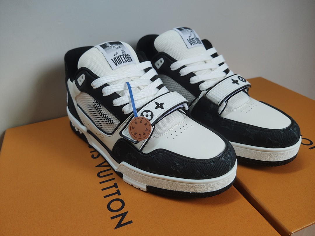 Louis Vuitton LV Trainer Velcro Strap Monogram Denim (Black White) - Image 8