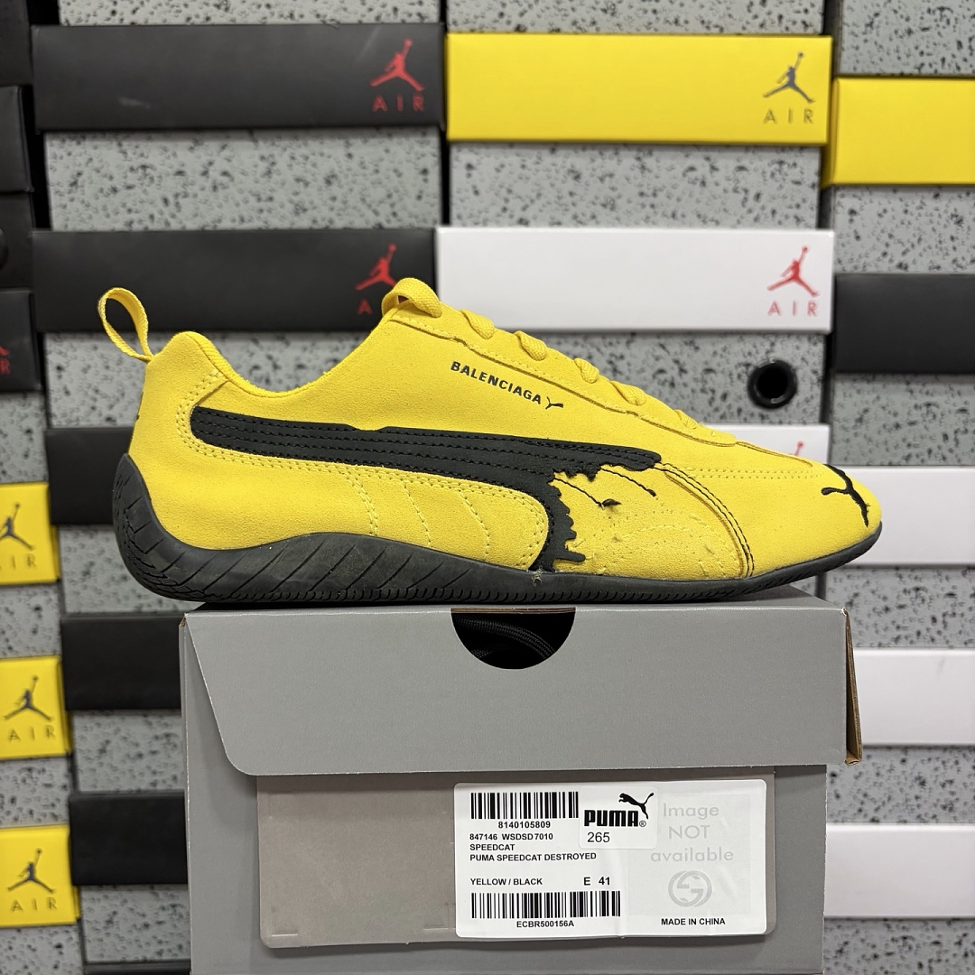 Balenciaga Speedcat Suede (Distressed Yellow Black)