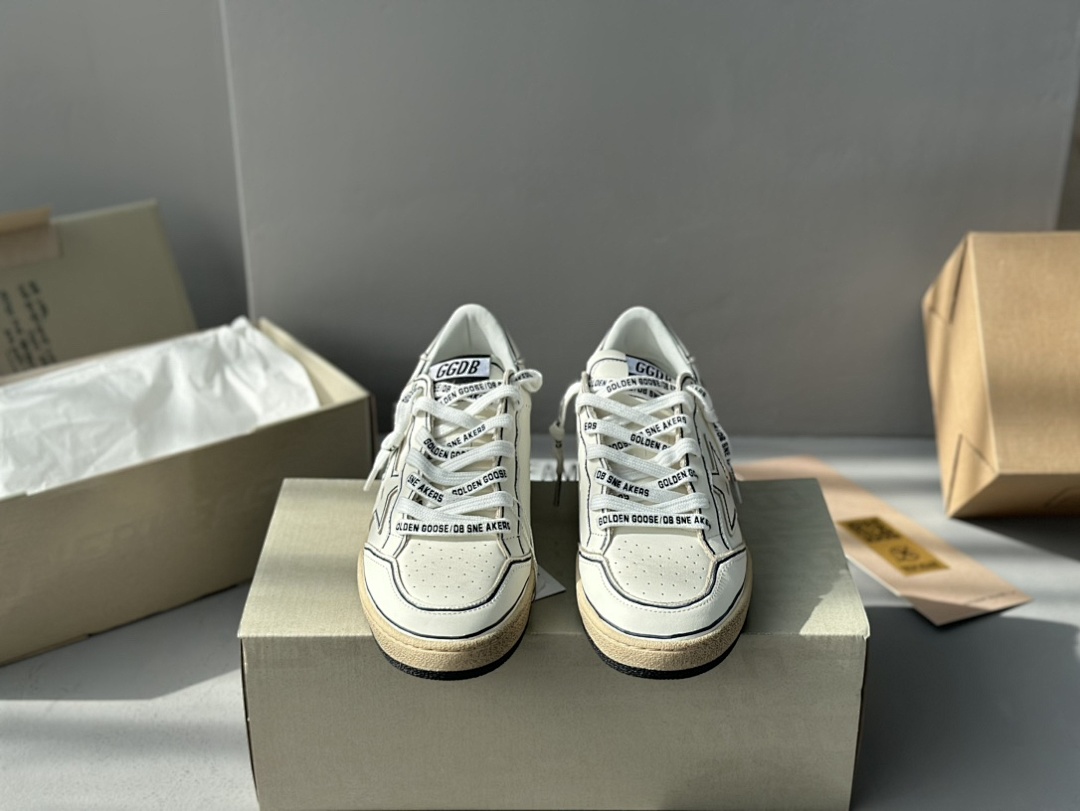 Golden Goose Deluxe Brand White Leather Blue Stitching - Image 8