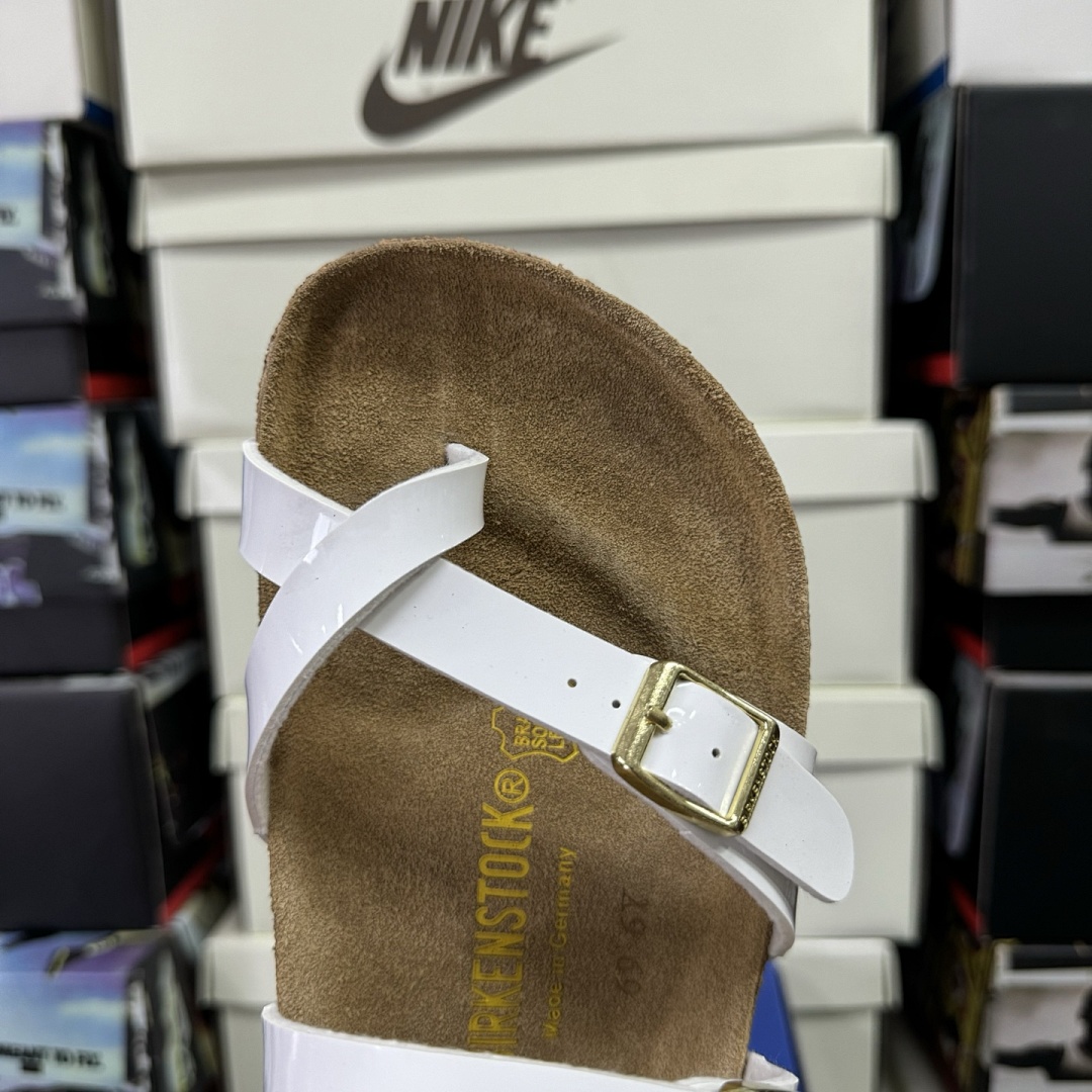 Birkenstock Birken Arizona Birkibuc Double Buckle Flip Flops White Sole (Gold) - Image 6