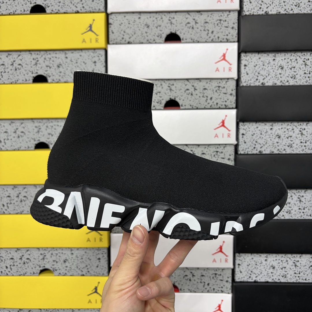 Balenciaga Speed Graffiti Trainers Black Socks - Image 13