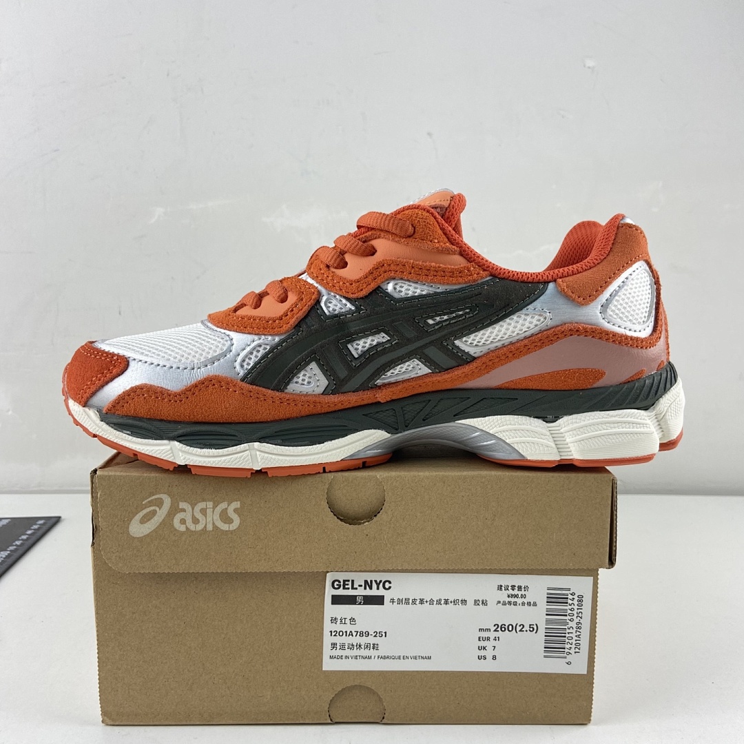 ASICS Gel-NYC Oatmeal Forest Green Orange NYC Brick (Red) - Image 6