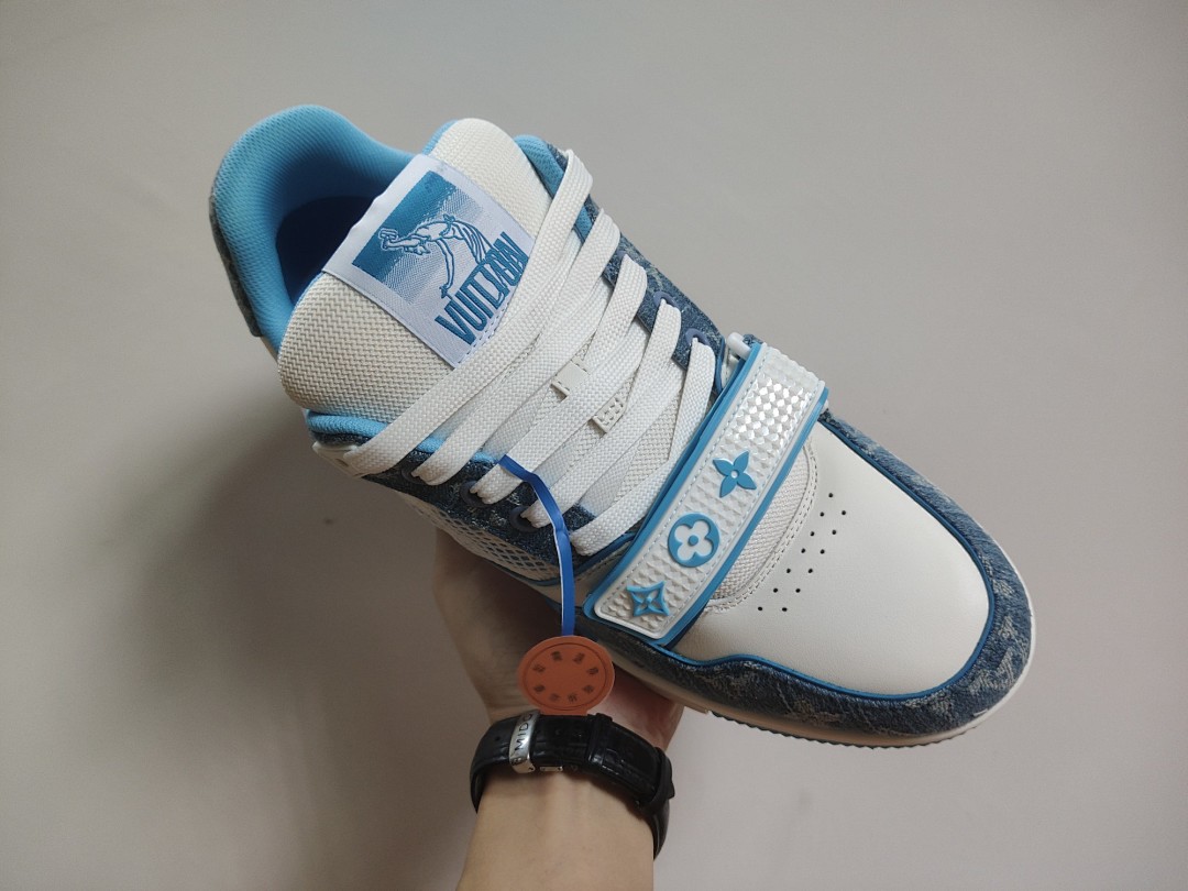 Louis Vuitton LV Trainer Monogram Denim Blue Velcro Strap - Image 5
