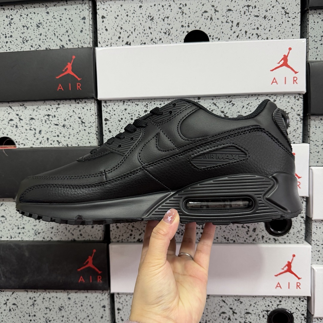 Nike Air Max 90 Leather Triple Black CZ5594-001 - Image 3