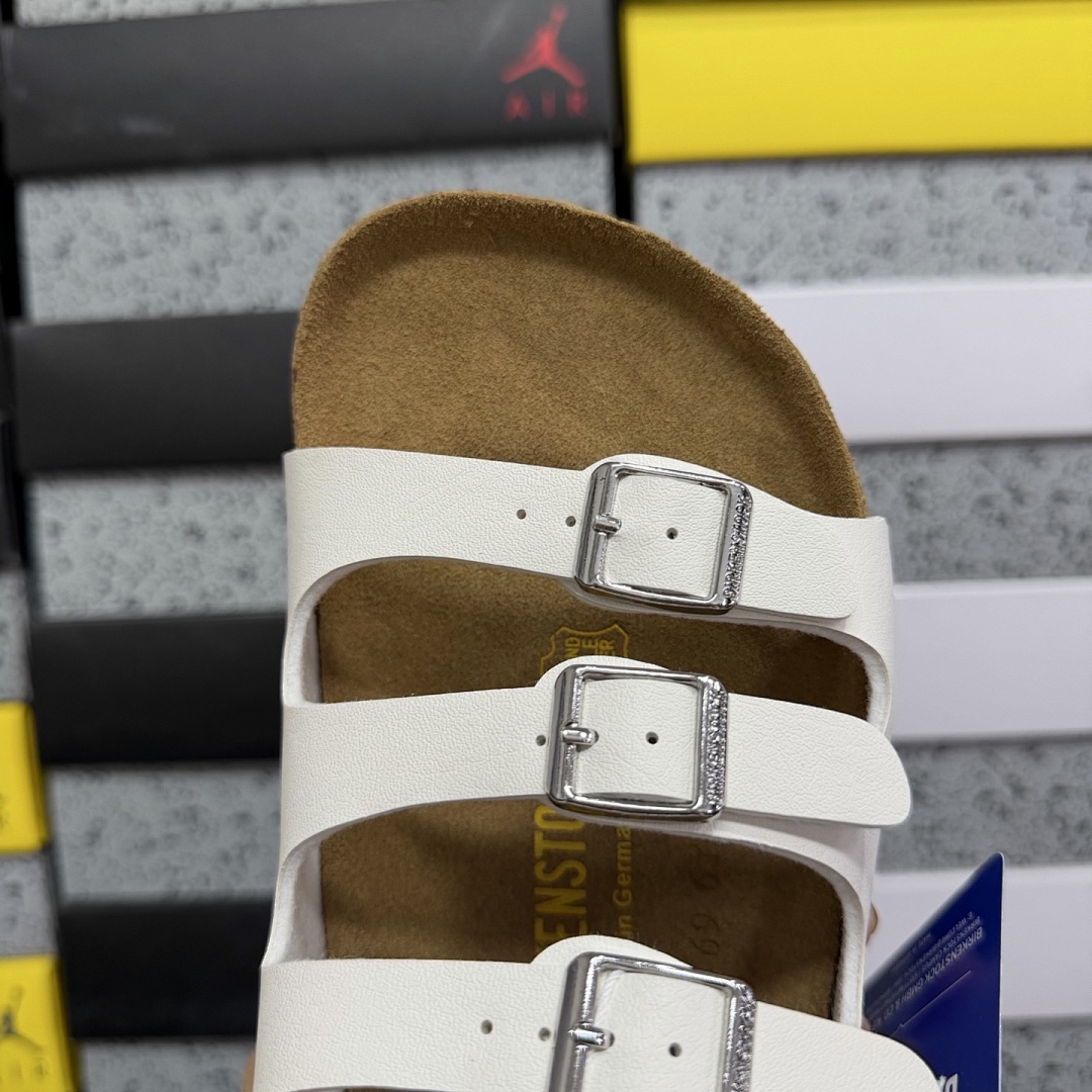 Birkenstock Birken Arizona Birkibuc Triple Buckle White (Sole) - Image 6