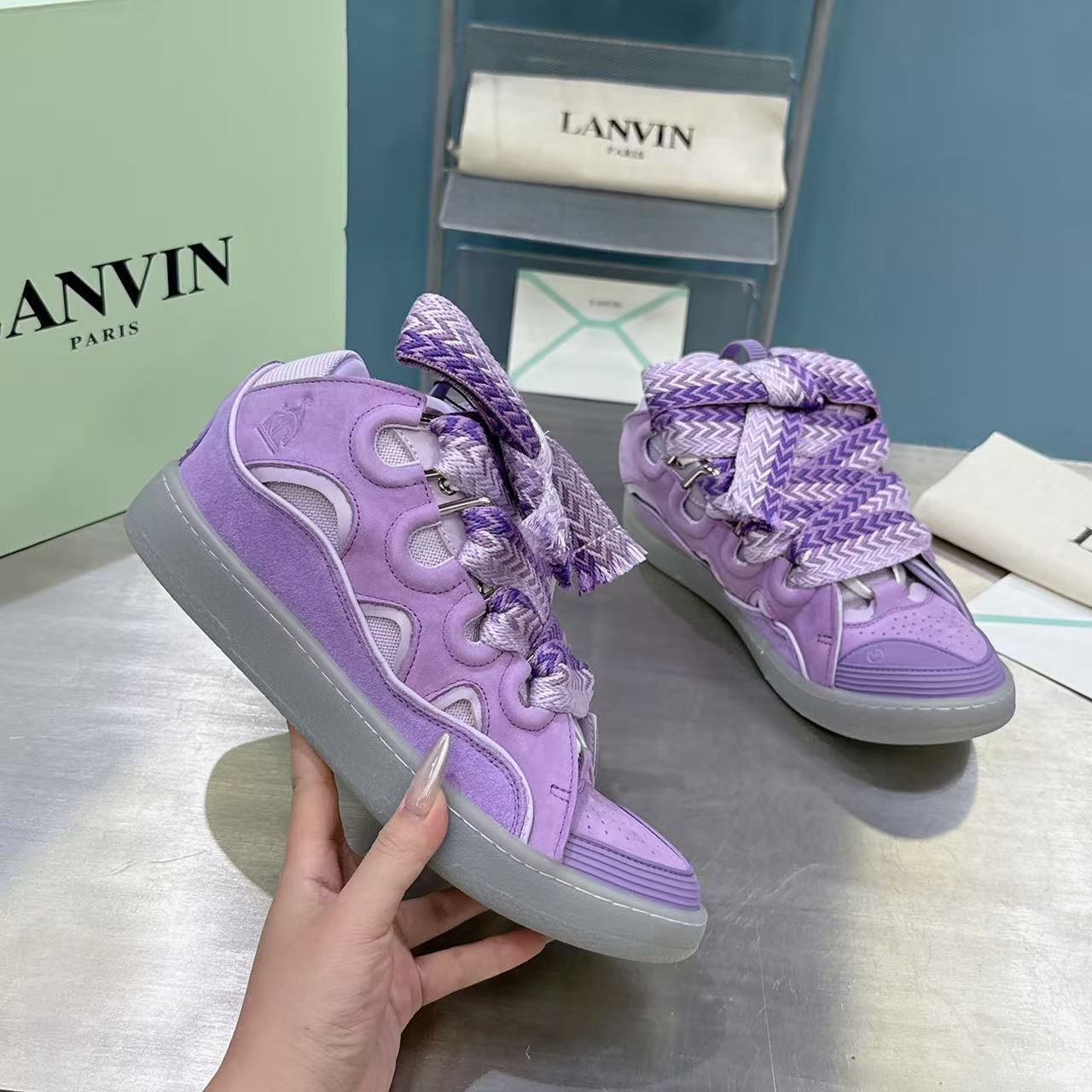Lanvin FoShan Batch Lanvin Leather Curb Sneakers Three Generations - Image 10