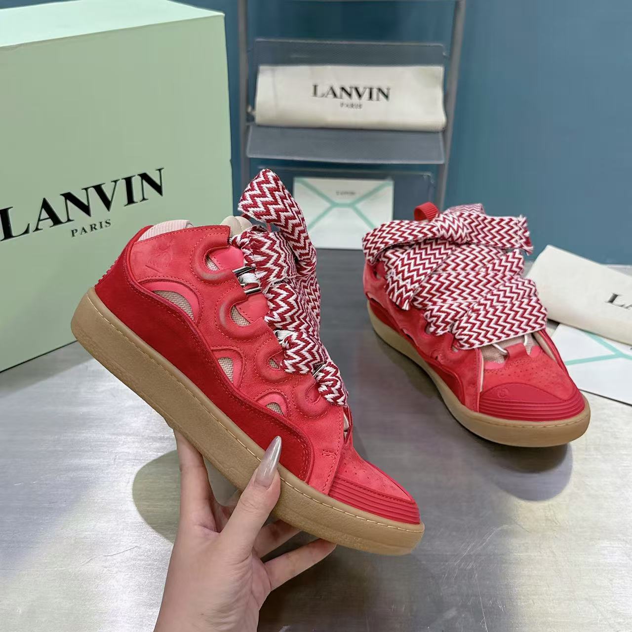 Lanvin FoShan Batch Lanvin Leather Curb Sneakers Three Generations - Image 10