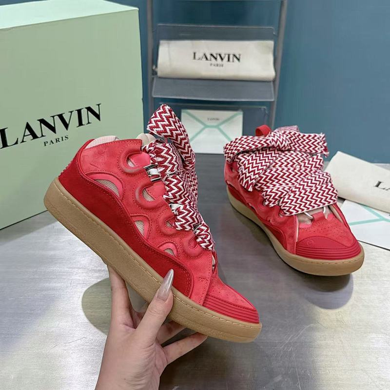 Lanvin FoShan Batch Lanvin Leather Curb Sneakers Three Generations