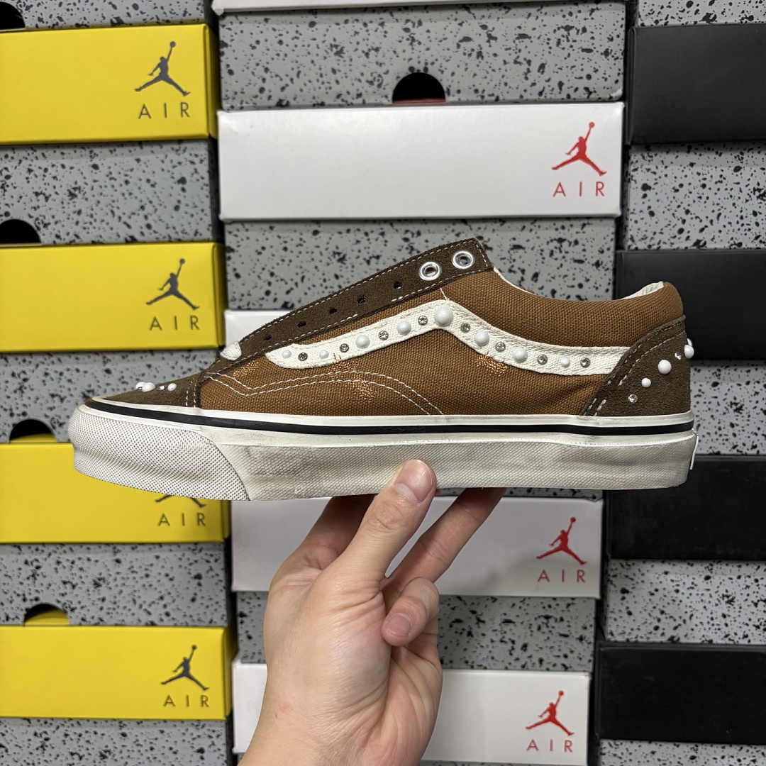 Vans LX Old Skool 36 Pearlized Pack Vintage Cocoa Brown VN000E8VFST Grey Yellow Bead - Image 10