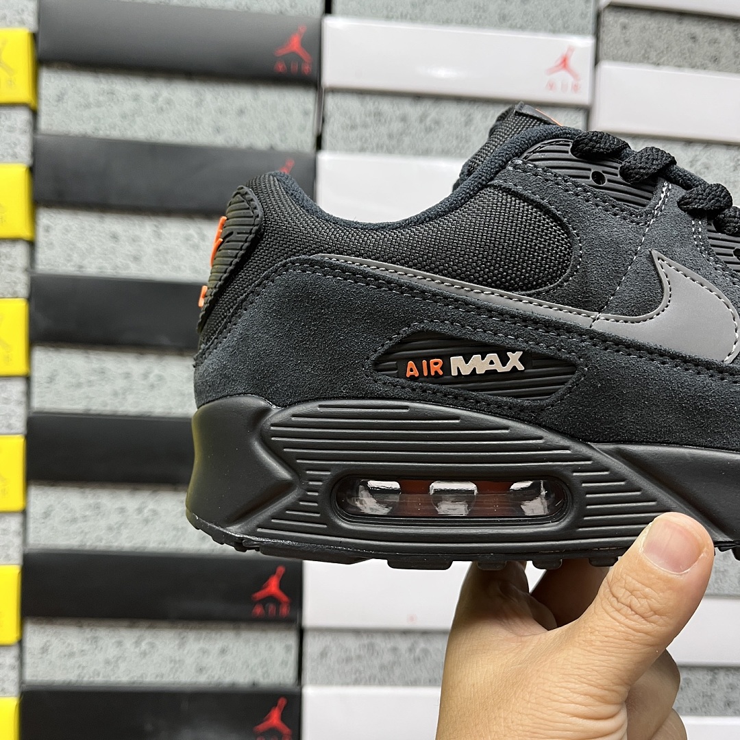 Nike Air Max 90 Black Metallic Cool (Grey Orange) - Image 2
