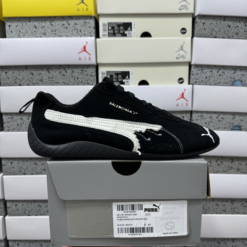 Balenciaga Speedcat Suede (Distressed Black White)