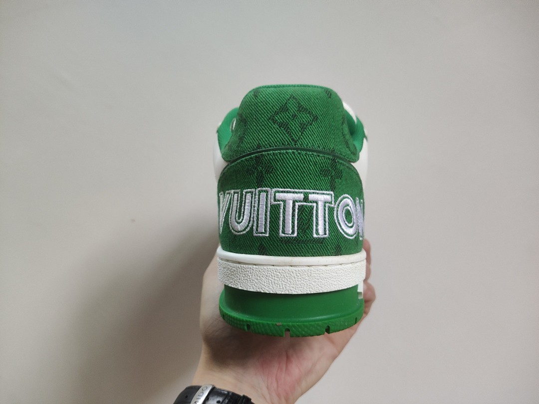 Louis Vuitton LV Trainer Green Monogram Denim Velcro Strap - Image 6