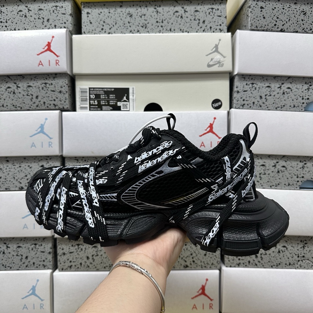 Balenciaga 3XL Extreme Lace 9110 Black White Straps (Mid Stripe) - Image 8