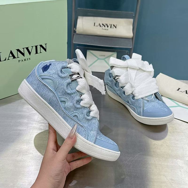 Lanvin FoShan Batch Lanvin Leather Curb Sneakers Three Generations