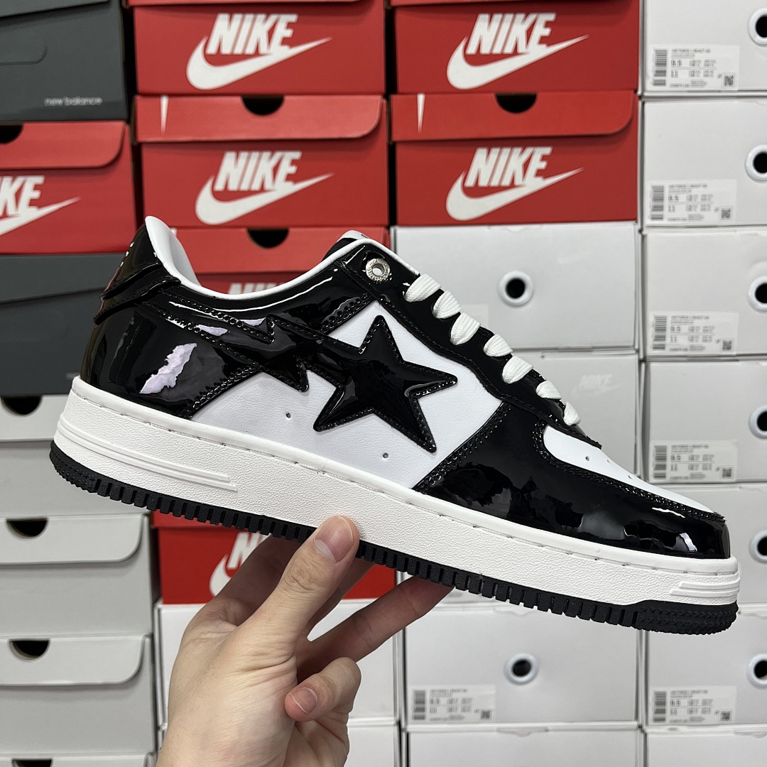 Bape A Bathing Ape Bape Sta Patent Leather (Black White) - Image 8