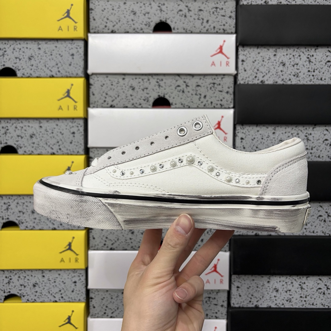 Vans OTW Old Skool 36 Pearlized Pack Marshmallow VN000E8VCCZ Cream White Bead Rhinestone - Image 3