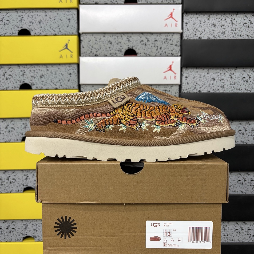 UGG Tasman Thin Sole Ethnic Dragon Tiger Embroidered Chestnut -2553