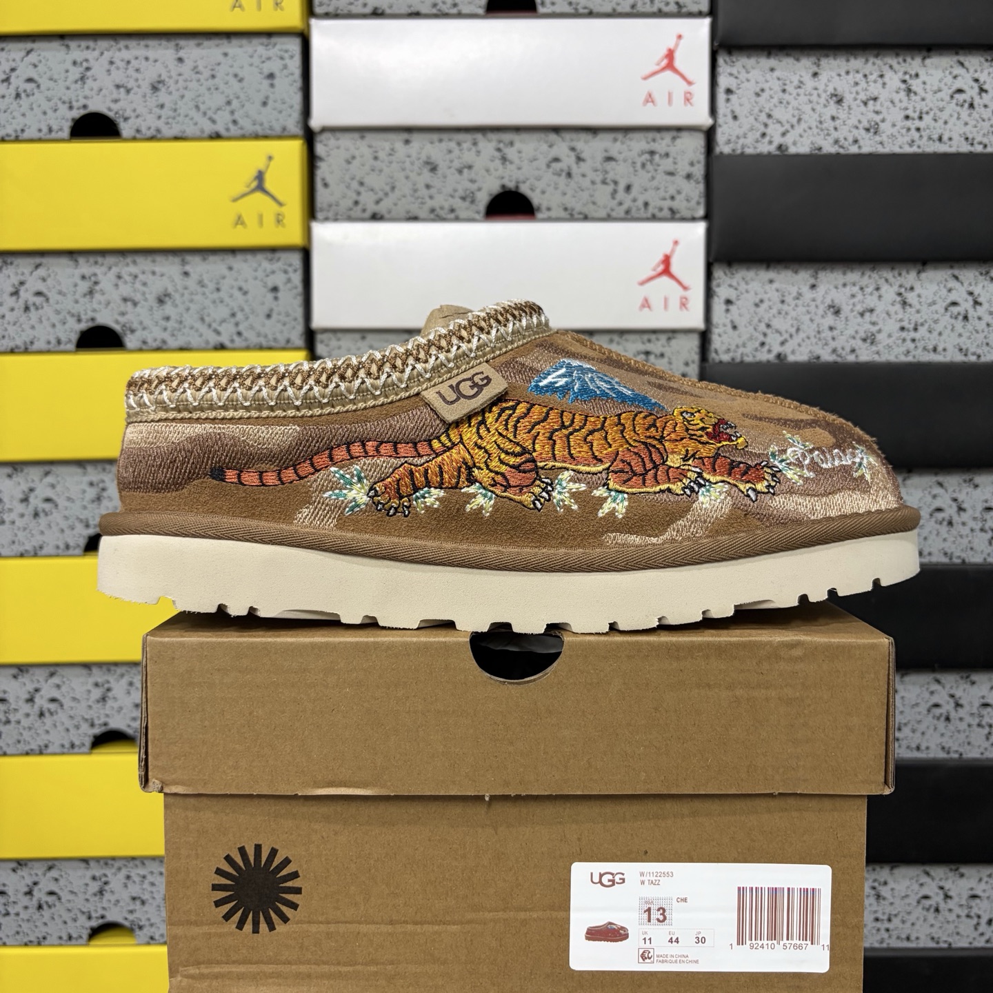 UGG Tasman Thin Sole Ethnic Dragon Tiger Embroidered Chestnut -2553 - Image 10