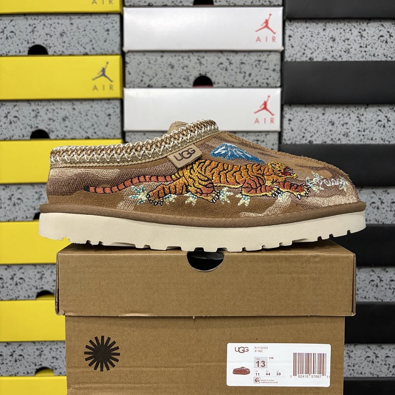 UGG Tasman Thin Sole Ethnic Dragon Tiger Embroidered Chestnut -2553