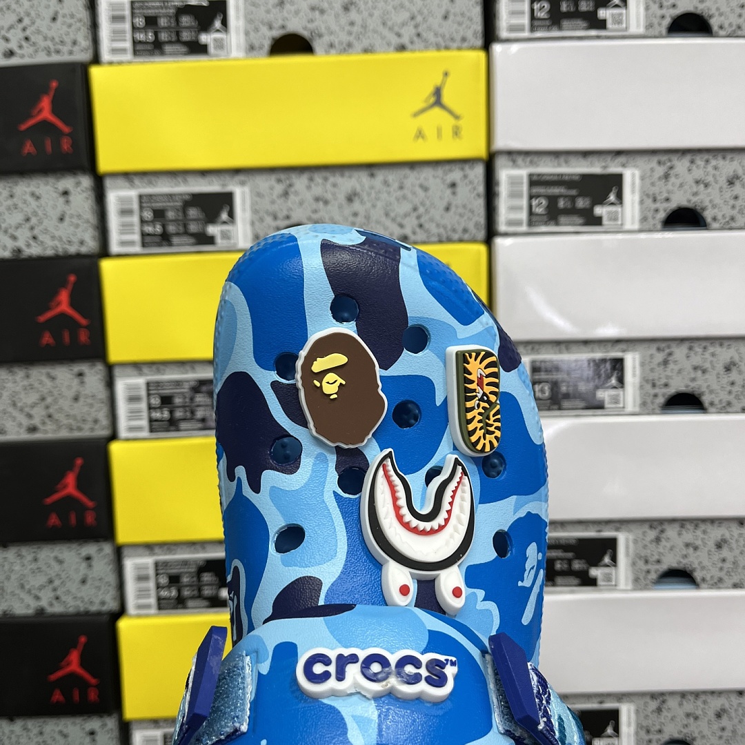 Crocs Classic Clog A Bathing Ape ABC Camo Blue Print - Image 2