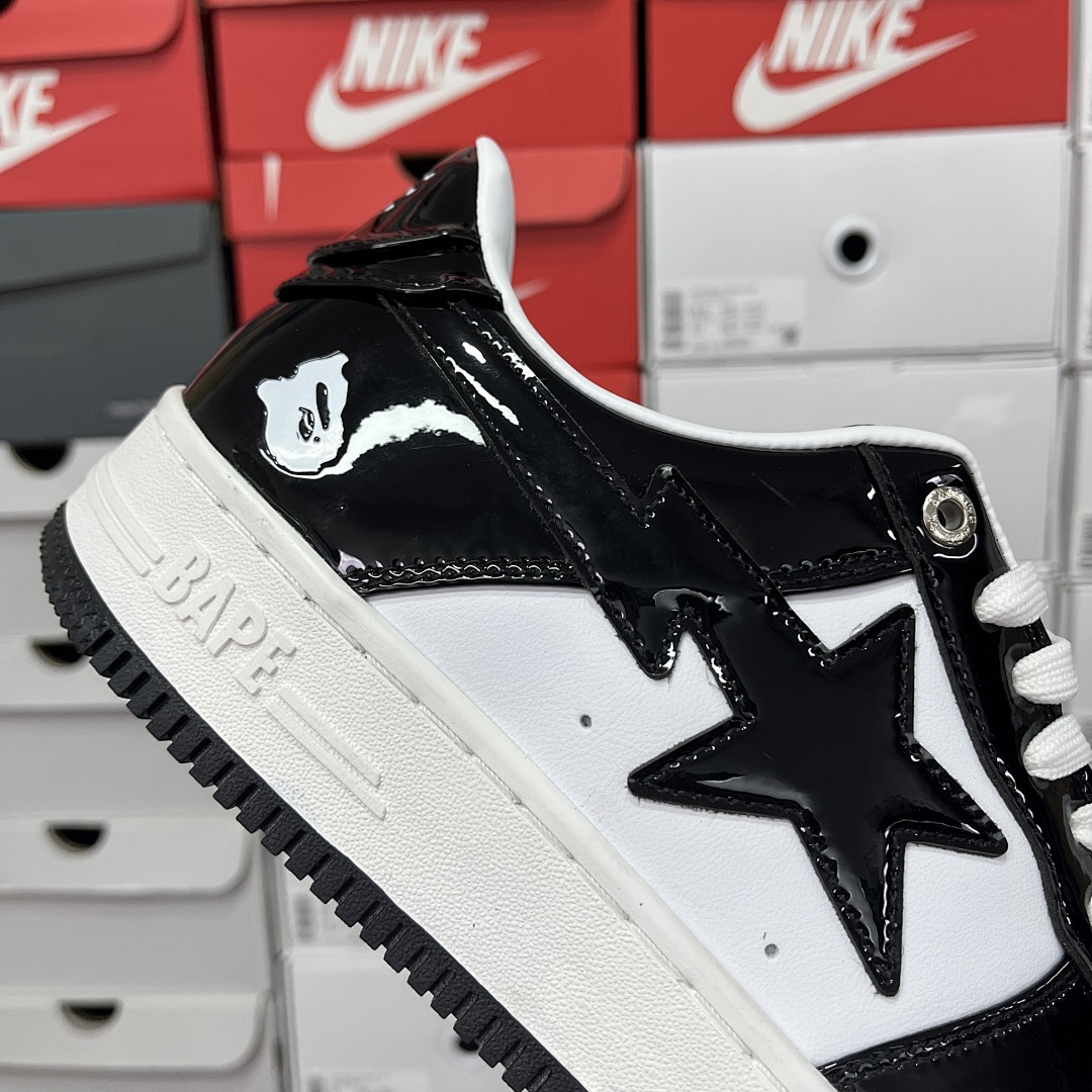 Bape A Bathing Ape Bape Sta Patent Leather (Black White) - Image 4