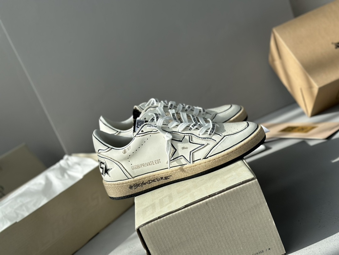 Golden Goose Deluxe Brand White Leather Blue Stitching - Image 6