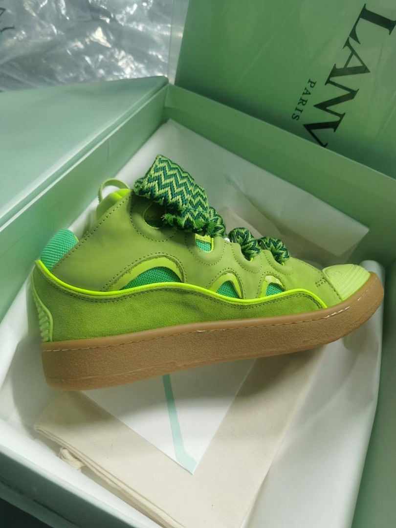 Lanvin FoShan Batch Lanvin Leather Curb Sneakers Three Generations