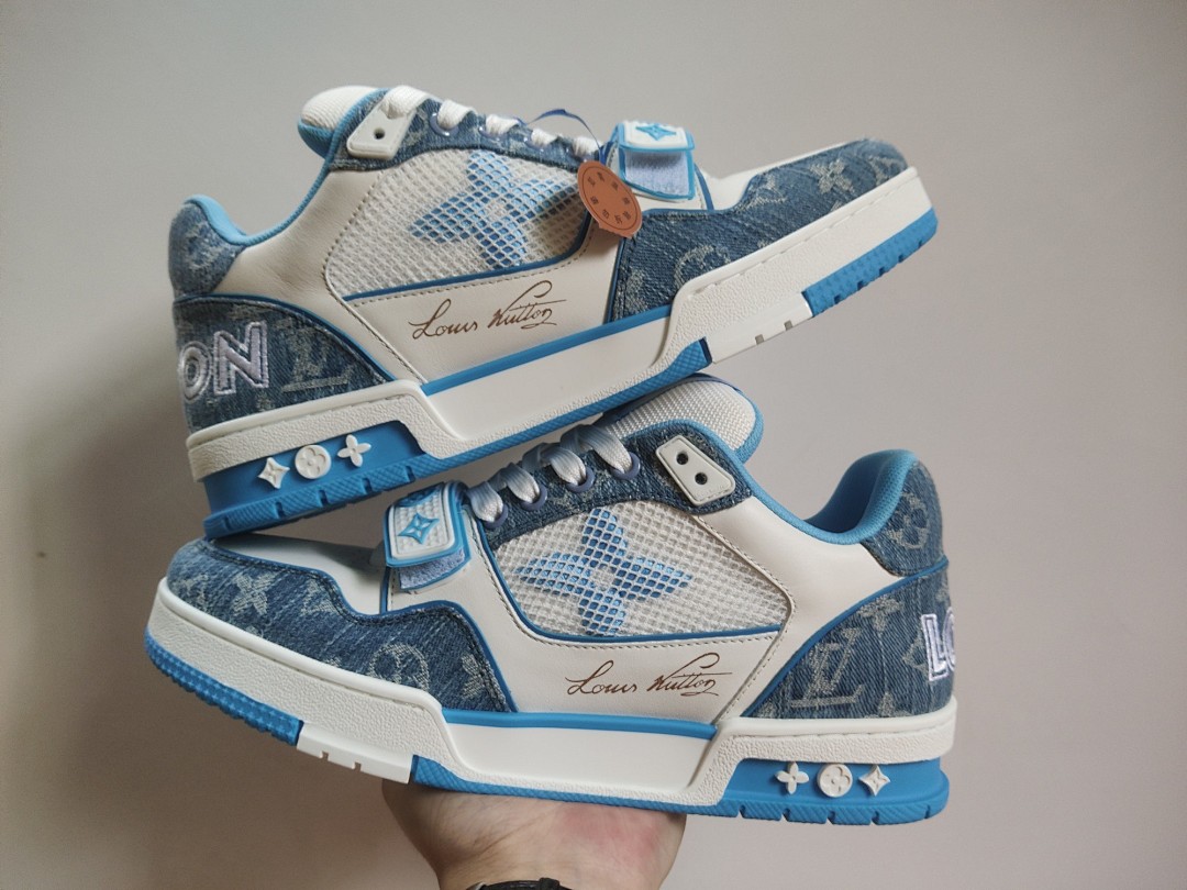 Louis Vuitton LV Trainer Monogram Denim Blue Velcro Strap - Image 7