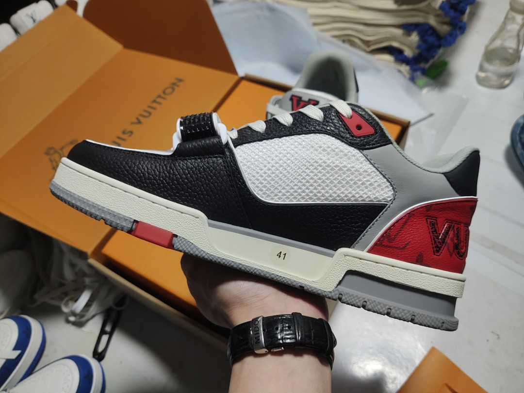 Louis Vuitton LV Trainer Red Black Velcro Strap - Image 5