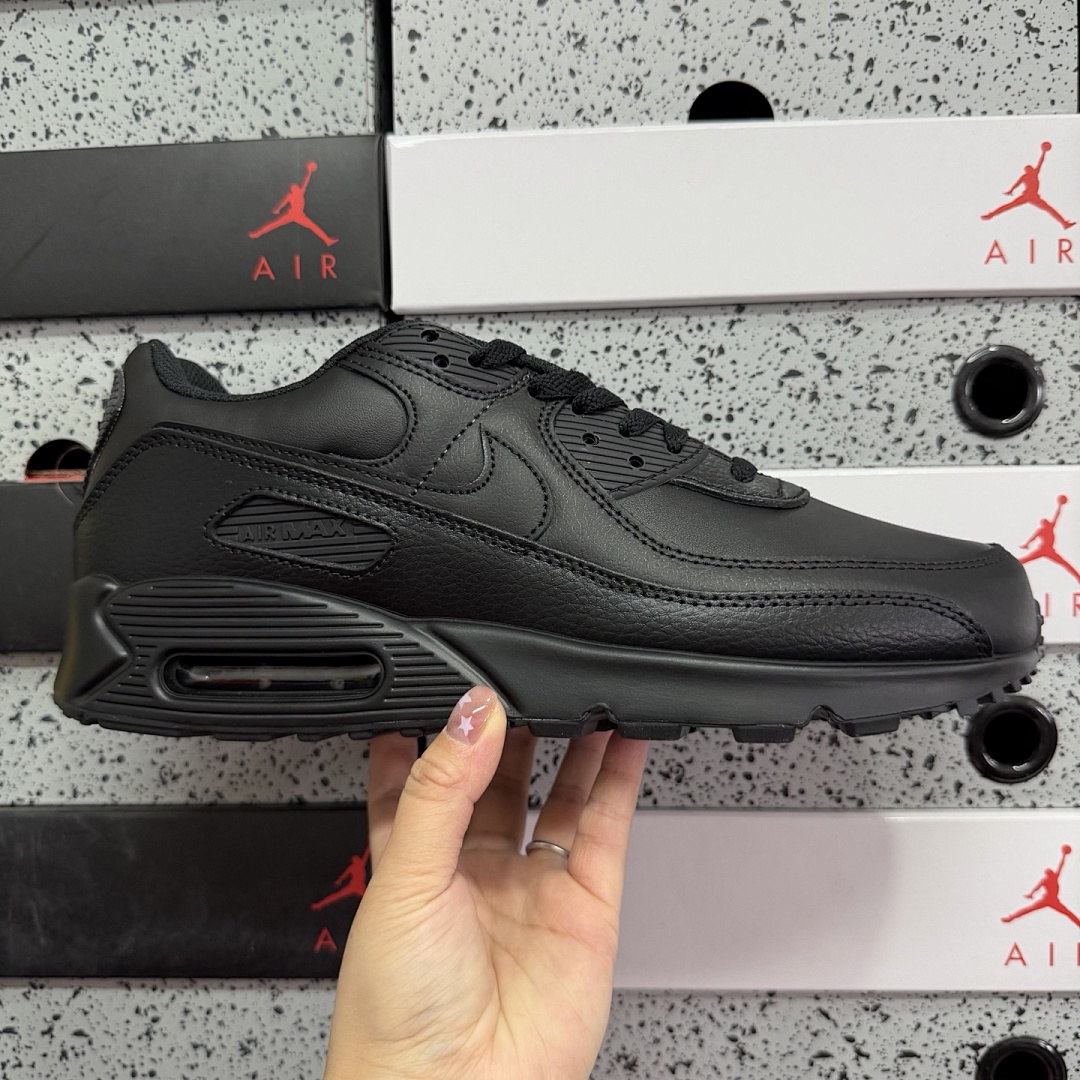Nike Air Max 90 Leather Triple Black CZ5594-001 - Image 6