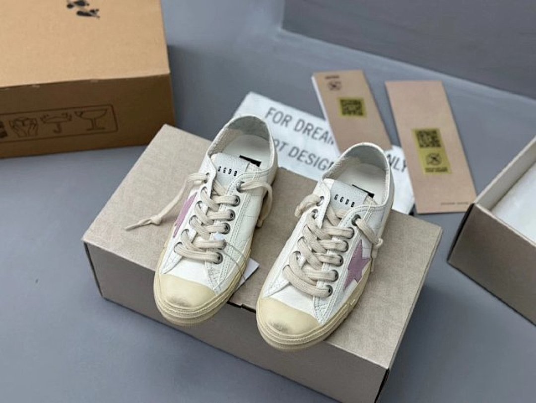 Golden Goose Deluxe Brand White Leather Pink Star - Image 2